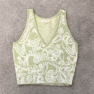 La Hearts Sage and White Crop Top